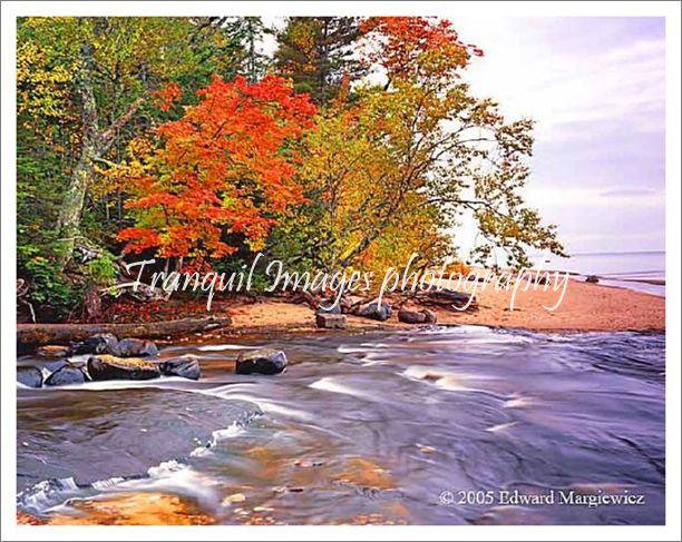 450241---Mouth of the Hurricaine River and Lake Superior.  Pictured Rocks National shoreline. - Copy